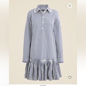 J.Crew Amelia Long-sleeve shirt-dress in striped navy poplin cotton